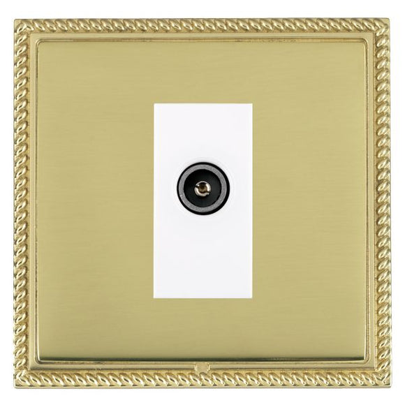 Hamilton LGXDTVFPB-PBW Linea-Georgian CFX Polished Brass Frame/Polished Brass Front 1 gang Non-Isolated TV (Female) (DAB Compatible) White Insert