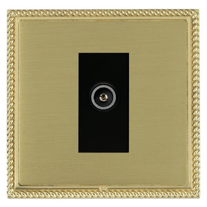 Hamilton LGXDTVFPB-SBB Linea-Georgian CFX Polished Brass Frame/Satin Brass Front 1 gang Non-Isolated TV (Female) (DAB Compatible) Black Insert