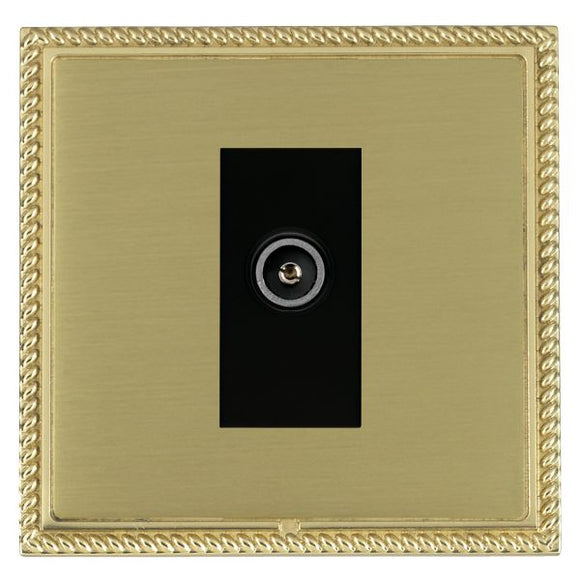 Hamilton LGXDTVFPB-SBB Linea-Georgian CFX Polished Brass Frame/Satin Brass Front 1 gang Non-Isolated TV (Female) (DAB Compatible) Black Insert