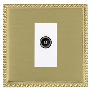 Hamilton LGXDTVFPB-SBW Linea-Georgian CFX Polished Brass Frame/Satin Brass Front 1 gang Non-Isolated TV (Female) (DAB Compatible) White Insert