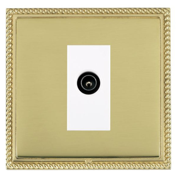 Hamilton LGXDTVMPB-PBW Linea-Georgian CFX Polished Brass Frame/Polished Brass Front 1 gang Non-Isolated TV (Male) (DAB Compatible) White Insert