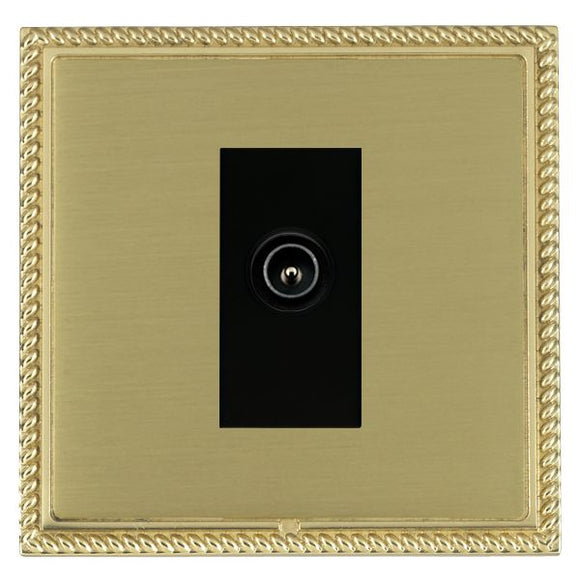 Hamilton LGXDTVMPB-SBB Linea-Georgian CFX Polished Brass Frame/Satin Brass Front 1 gang Non-Isolated TV (Male) (DAB Compatible) Black Insert