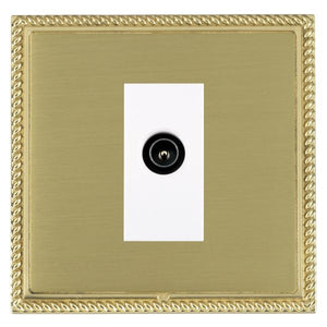 Hamilton LGXDTVMPB-SBW Linea-Georgian CFX Polished Brass Frame/Satin Brass Front 1 gang Non-Isolated TV (Male) (DAB Compatible) White Insert