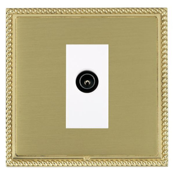 Hamilton LGXDTVMPB-SBW Linea-Georgian CFX Polished Brass Frame/Satin Brass Front 1 gang Non-Isolated TV (Male) (DAB Compatible) White Insert