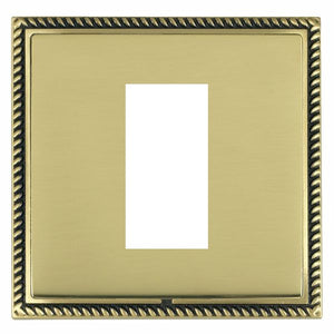 Hamilton LGXEURO1AB-PB Linea-Georgian CFX EuroFix Antique Brass Frame/Polished Brass Front Single Plate complete with 1 EuroFix Aperture 25x50mm and Grid Insert