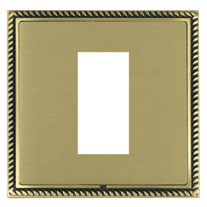 Hamilton LGXEURO1AB-SB Linea-Georgian CFX EuroFix Antique Brass Frame/Satin Brass Front Single Plate complete with 1 EuroFix Aperture 25x50mm and Grid Insert