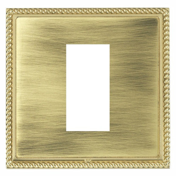 Hamilton LGXEURO1PB-AB Linea-Georgian CFX EuroFix Polished Brass Frame/Antique Brass Front Single Plate complete with 1 EuroFix Aperture 25x50mm and Grid Insert