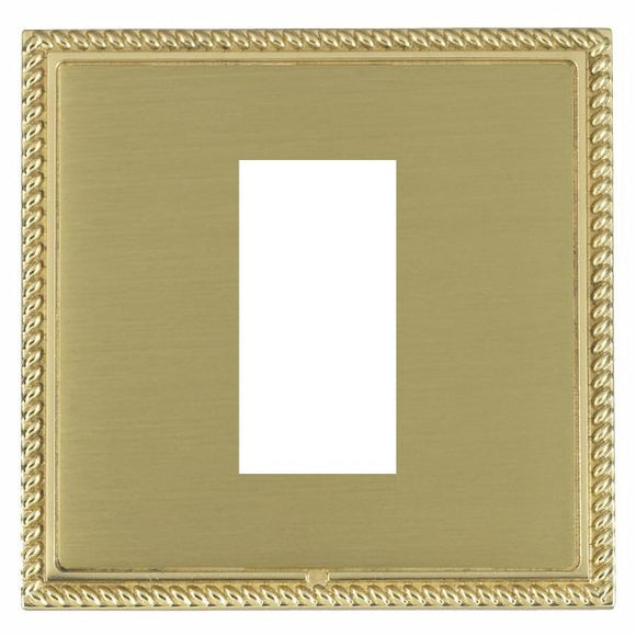 Hamilton LGXEURO1PB-SB Linea-Georgian CFX EuroFix Polished Brass Frame/Satin Brass Front Single Plate complete with 1 EuroFix Aperture 25x50mm and Grid Insert