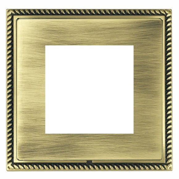 Hamilton LGXEURO2AB-AB Linea-Georgian CFX EuroFix Antique Brass Frame/Antique Brass Front Single Plate complete with 2 EuroFix Apertures 50x50mm and Grid Insert