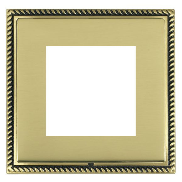 Hamilton LGXEURO2AB-PB Linea-Georgian CFX EuroFix Antique Brass Frame/Polished Brass Front Single Plate complete with 2 EuroFix Apertures 50x50mm and Grid Insert