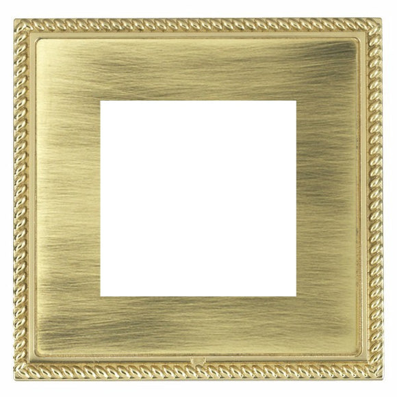 Hamilton LGXEURO2PB-AB Linea-Georgian CFX EuroFix Polished Brass Frame/Antique Brass Front Single Plate complete with 2 EuroFix Apertures 50x50mm and Grid Insert