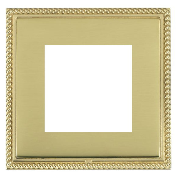 Hamilton LGXEURO2PB-PB Linea-Georgian CFX EuroFix Polished Brass Frame/Polished Brass Front Single Plate complete with 2 EuroFix Apertures 50x50mm and Grid Insert