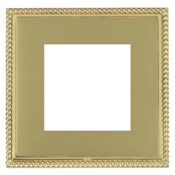 Hamilton LGXEURO2PB-SB Linea-Georgian CFX EuroFix Polished Brass Frame/Satin Brass Front Single Plate complete with 2 EuroFix Apertures 50x50mm and Grid Insert