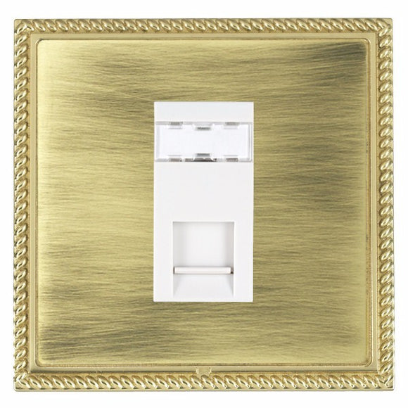 Hamilton LGXJ12PB-ABW Linea-Georgian CFX Polished Brass Frame/Antique Brass Front 1 gang RJ12 Outlet - Unshielded White Insert