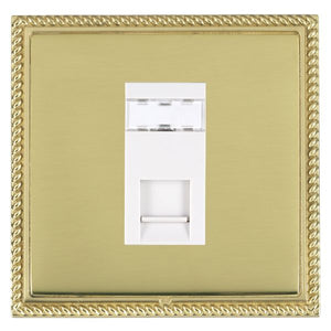 Hamilton LGXJ12PB-PBW Linea-Georgian CFX Polished Brass Frame/Polished Brass Front 1 gang RJ12 Outlet - Unshielded White Insert