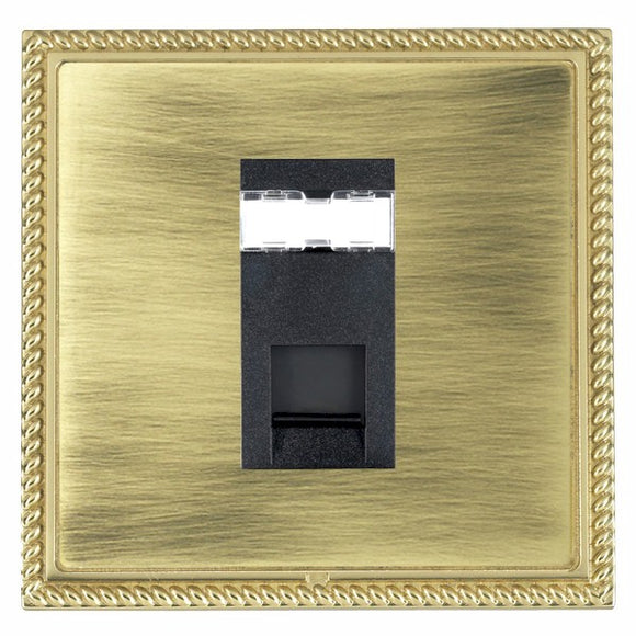 Hamilton LGXJ45PB-ABB Linea-Georgian CFX Polished Brass Frame/Antique Brass Front 1 gang RJ45 CAT 5E Outlet - Unshielded Black Insert