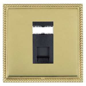 Hamilton LGXJ45PB-PBB Linea-Georgian CFX Polished Brass Frame/Polished Brass Front 1 gang RJ45 CAT 5E Outlet - Unshielded Black Insert