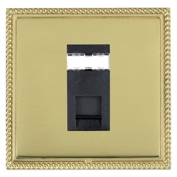 Hamilton LGXJ45PB-PBB Linea-Georgian CFX Polished Brass Frame/Polished Brass Front 1 gang RJ45 CAT 5E Outlet - Unshielded Black Insert