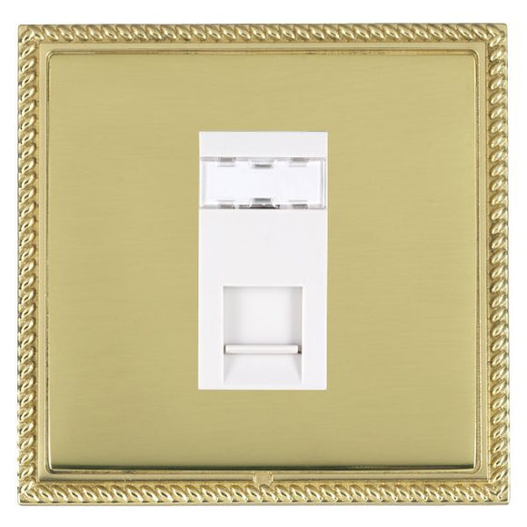 Hamilton LGXJ45PB-PBW Linea-Georgian CFX Polished Brass Frame/Polished Brass Front 1 gang RJ45 CAT 5E Outlet - Unshielded White Insert