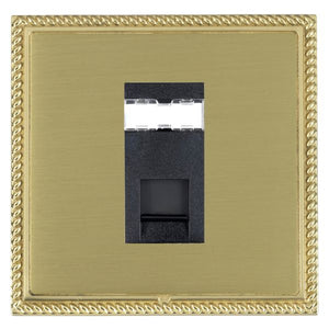 Hamilton LGXJ45PB-SBB Linea-Georgian CFX Polished Brass Frame/Satin Brass Front 1 gang RJ45 CAT 5E Outlet - Unshielded Black Insert