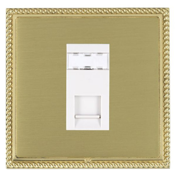 Hamilton LGXJ45PB-SBW Linea-Georgian CFX Polished Brass Frame/Satin Brass Front 1 gang RJ45 CAT 5E Outlet - Unshielded White Insert