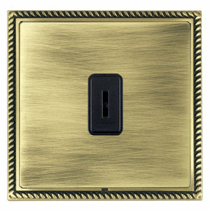 Hamilton LGXK21AB-ABB Linea-Georgian CFX Antique Brass Frame/Antique Brass Front 1 gang 20AX 2 Way Key Switch Black Insert