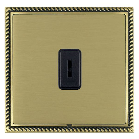 Hamilton LGXK21AB-SBB Linea-Georgian CFX Antique Brass Frame/Satin Brass Front 1 gang 20AX 2 Way Key Switch Black Insert