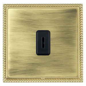 Hamilton LGXK21PB-ABB Linea-Georgian CFX Polished Brass Frame/Antique Brass Front 1 gang 20AX 2 Way Key Switch Black Insert