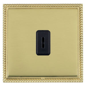 Hamilton LGXK21PB-PBB Linea-Georgian CFX Polished Brass Frame/Polished Brass Front 1 gang 20AX 2 Way Key Switch Black Insert