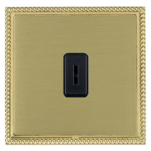 Hamilton LGXK21PB-SBB Linea-Georgian CFX Polished Brass Frame/Satin Brass Front 1 gang 20AX 2 Way Key Switch Black Insert