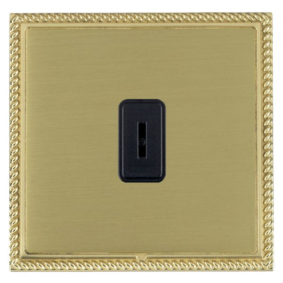 Hamilton LGXK21PB-SBB Linea-Georgian CFX Polished Brass Frame/Satin Brass Front 1 gang 20AX 2 Way Key Switch Black Insert