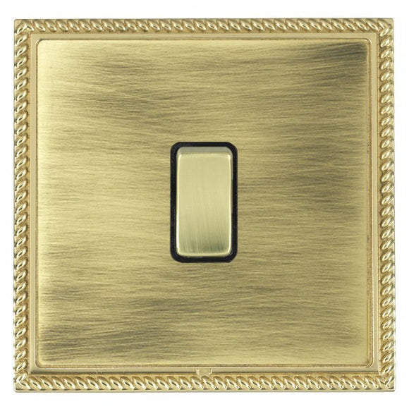 Hamilton LGXR21PB-ABB Linea-Georgian CFX Polished Brass Frame/Antique Brass Front 1 gang 10AX 2 Way Rocker Polished Brass/Black Insert