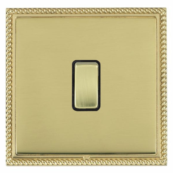 Hamilton LGXR312PB-PBB Linea-Georgian CFX Polished Brass Frame/Polished Brass Front 1 gang 20AX Intermediate Rocker Polished Brass/Black Insert