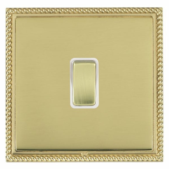 Hamilton LGXR312PB-PBW Linea-Georgian CFX Polished Brass Frame/Polished Brass Front 1 gang 20AX Intermediate Rocker Polished Brass/White Insert