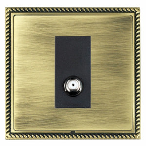 Hamilton LGXSATIAB-ABB Linea-Georgian CFX Antique Brass Frame/Antique Brass Front 1 gang Isolated Satellite Black Insert