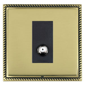 Hamilton LGXSATIAB-PBB Linea-Georgian CFX Antique Brass Frame/Polished Brass Front 1 gang Isolated Satellite Black Insert