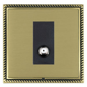 Hamilton LGXSATIAB-SBB Linea-Georgian CFX Antique Brass Frame/Satin Brass Front 1 gang Isolated Satellite Black Insert