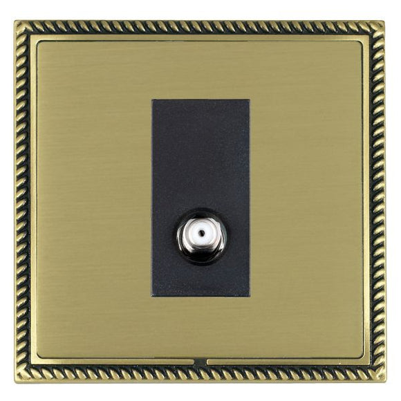 Hamilton LGXSATIAB-SBB Linea-Georgian CFX Antique Brass Frame/Satin Brass Front 1 gang Isolated Satellite Black Insert