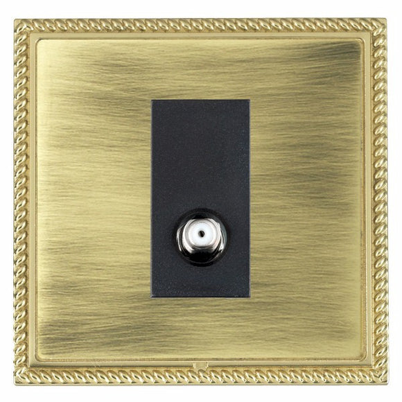 Hamilton LGXSATIPB-ABB Linea-Georgian CFX Polished Brass Frame/Antique Brass Front 1 gang Isolated Satellite Black Insert