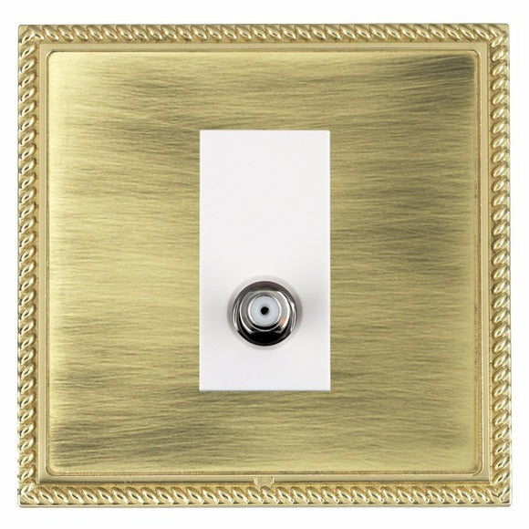 Hamilton LGXSATIPB-ABW Linea-Georgian CFX Polished Brass Frame/Antique Brass Front 1 gang Isolated Satellite White Insert