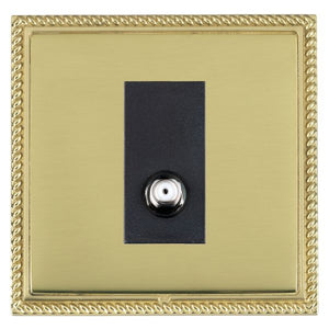 Hamilton LGXSATIPB-PBB Linea-Georgian CFX Polished Brass Frame/Polished Brass Front 1 gang Isolated Satellite Black Insert