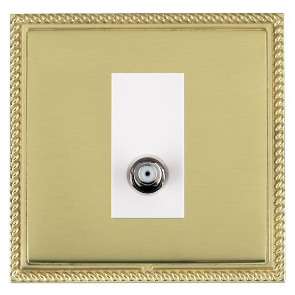 Hamilton LGXSATIPB-PBW Linea-Georgian CFX Polished Brass Frame/Polished Brass Front 1 gang Isolated Satellite White Insert