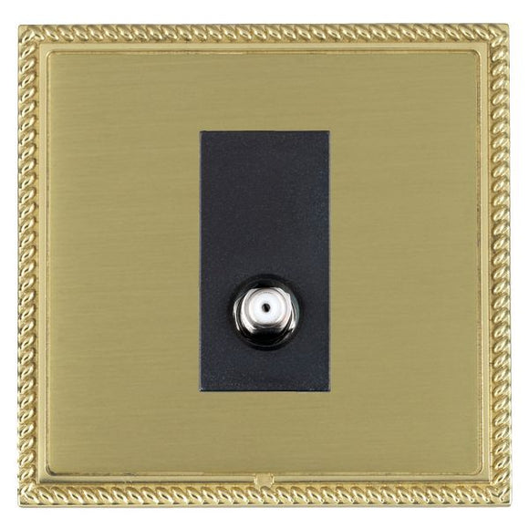 Hamilton LGXSATIPB-SBB Linea-Georgian CFX Polished Brass Frame/Satin Brass Front 1 gang Isolated Satellite Black Insert