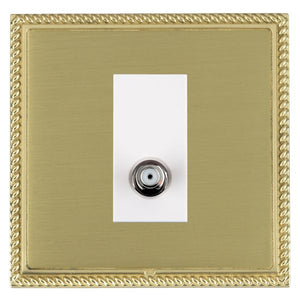 Hamilton LGXSATIPB-SBW Linea-Georgian CFX Polished Brass Frame/Satin Brass Front 1 gang Isolated Satellite White Insert