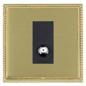 Hamilton LGXSATNPB-SBB Linea-Georgian CFX Polished Brass Frame/Satin Brass Front 1 gang Non-Isolated Satellite Black Insert