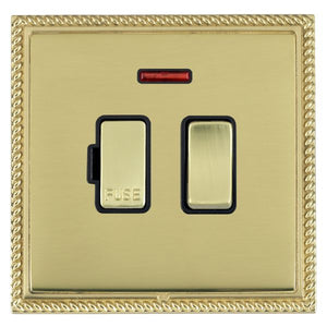 Hamilton LGXSPNPB-PBB Linea-Georgian CFX Polished Brass Frame/Polished Brass Front 1 gang 13A Double Pole Fused Spur and Neon Polished Brass/Black Insert