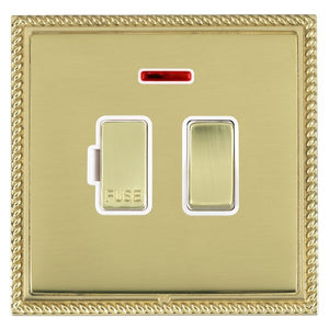 Hamilton LGXSPNPB-PBW Linea-Georgian CFX Polished Brass Frame/Polished Brass Front 1 gang 13A Double Pole Fused Spur and Neon Polished Brass/White Insert