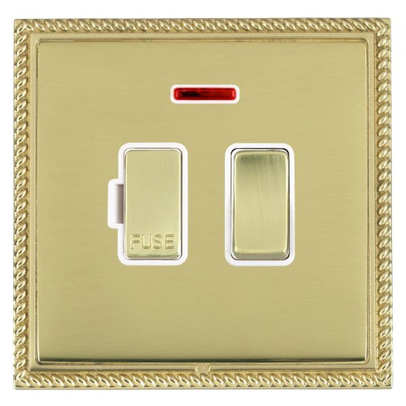 Hamilton LGXSPNPB-PBW Linea-Georgian CFX Polished Brass Frame/Polished Brass Front 1 gang 13A Double Pole Fused Spur and Neon Polished Brass/White Insert