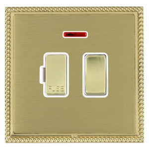 Hamilton LGXSPNPB-SBW Linea-Georgian CFX Polished Brass Frame/Satin Brass Front 1 gang 13A Double Pole Fused Spur and Neon Polished Brass/White Insert