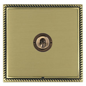 Hamilton LGXT21AB-SB Linea-Georgian CFX Antique Brass Frame/Satin Brass Front 1 gang 20AX 2 Way Toggle Antique Brass Insert